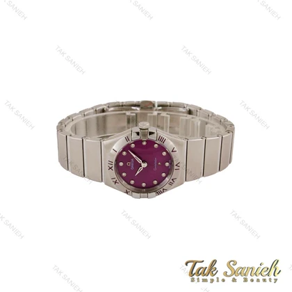 ساعت امگا کانسلیشن زنانه نقره ای ایندکس نگین صفحه بنفش Omega-5163-L