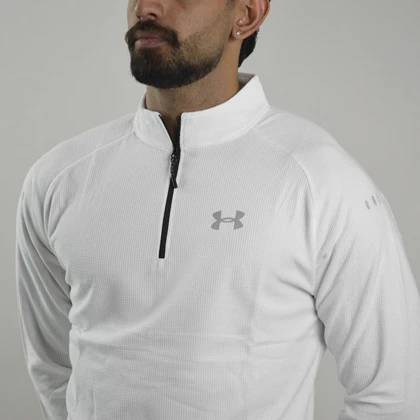 استرج نیم زیپ ورزشی مردانه آندر آرمور مدل Heat Gear-410 سفید