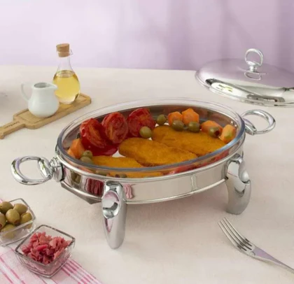 سوفله بیضی بزرگ استیل نقره ای مدل پافیلیس