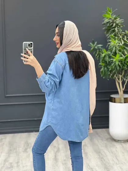 مانتو جین کاغذی دوجیب پاکتی