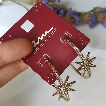 گوشواره حلقه‌ای شیک (هوپ) طرح ستاره درخشان (Limited Edition) – آبکاری طلا