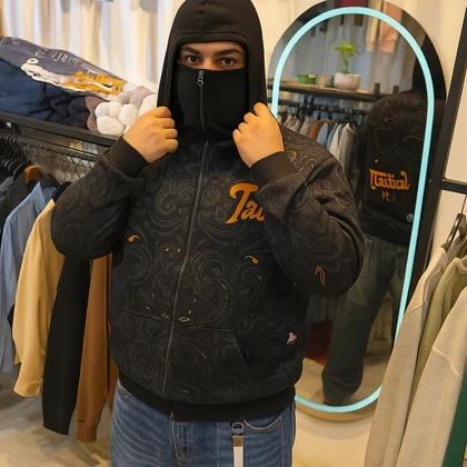 هودی نینجایی مشکی طرح خفن پارچه دورس گرم بالا