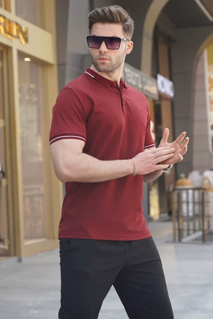 تیشرت مردانه یقه پولو Claret Red 6113 6113