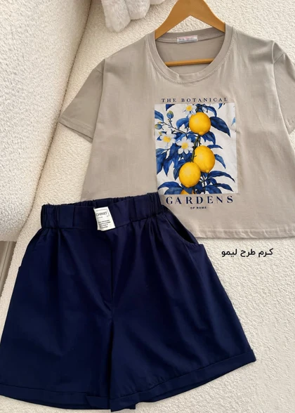 ست تیشرت کراپ و شلوارک زنانه مدل wcs002