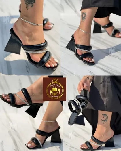 صندل مجلسی نگین‌دار زنانه پاشنه پاستیلی
