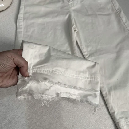 شلوار کتان سفید خارجی دخترانه پایین ریش دار