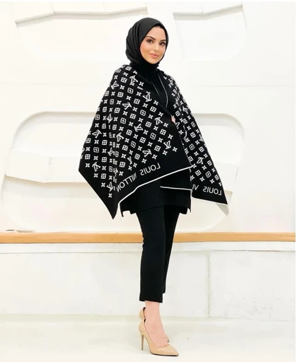 شال بافت رودوشی زنانه مستر کوالتی طرح لویی ویتون
