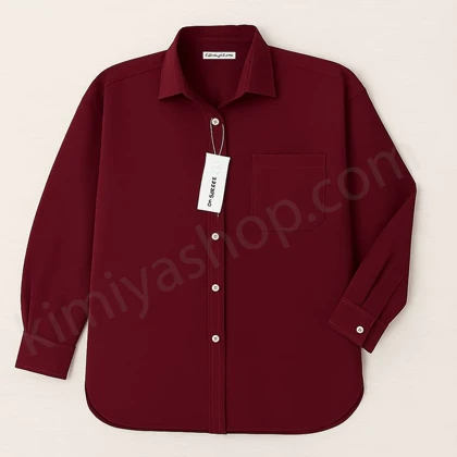 شومیز زنانه کتان مرغوب زرشکی – فری‌سایز، بدون آبرفت