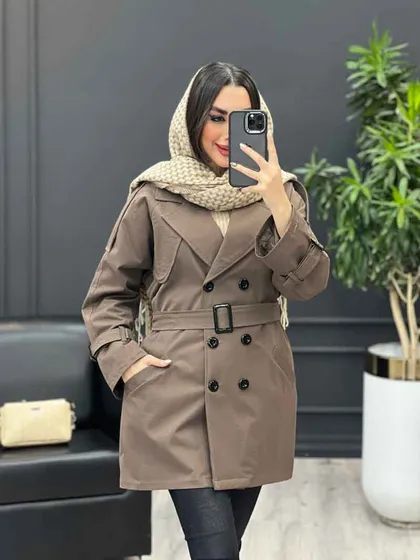 بارانی شش دکمه ژیله گرد کوتاه