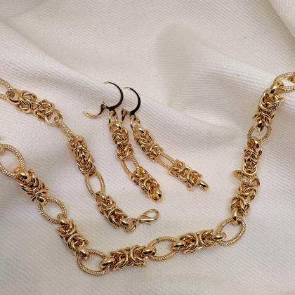 سرویس کامل برند شین مدل «گره شاهانه» | ترکیب بافت و حلقه با گارانتی 1 ساله