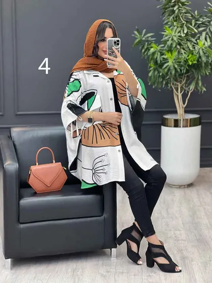 مانتو طرح دار آستین گت