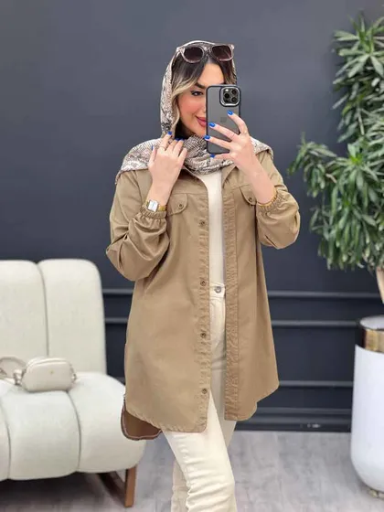 مانتو جیب نما بغل زیپ طنین