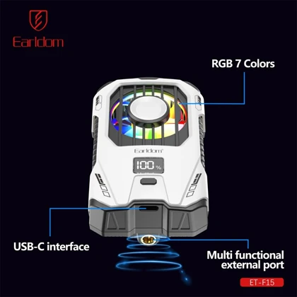 فن خنک کننده گوشی ارلدام Earldom مدل ET-F15 با چراغ RGB