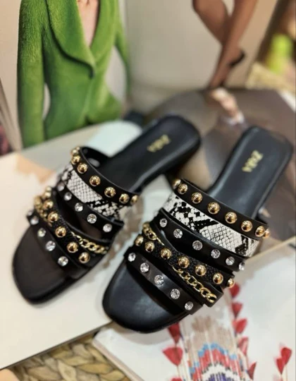 صندل زنانه پرچی نگینی