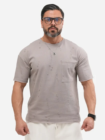 تیشرت یقه گرد زاپ‌دار