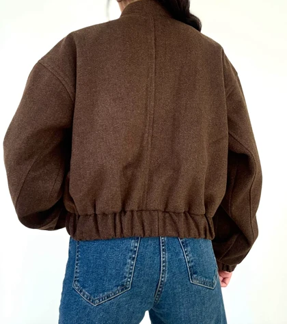 بامبر ژاکت زنانه فوتر وارداتی آستردار ضخیم قد 55