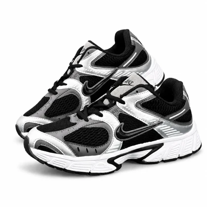 کفش کتانی مردانه رانینگ مدل نایکی V5 سفید طوسی مشکی Nike V5