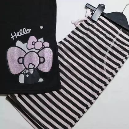 ست زنانه نخی اروپایی HELLO KITTY