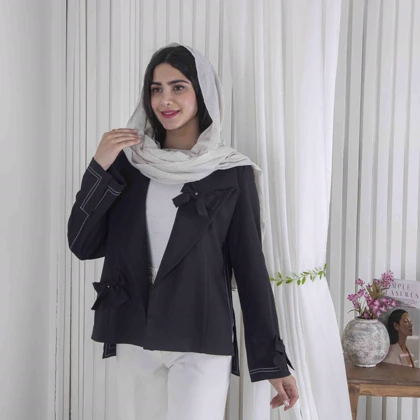 مانتو دخترانه گاواردین پاپیونی MISS ROSO