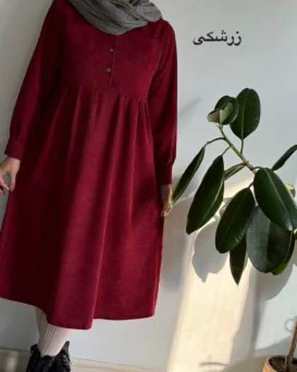 پیراهن مانتویی پاییزه آنیل جیب‌دار 3