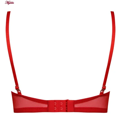 ست شورت و سوتین زنانه فیتن مدل فنردار گیپور طرح دار قرمز کد 4952-4