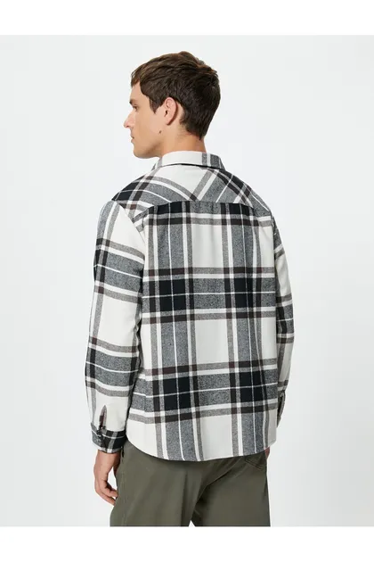 پیراهن یقه کلاسیک دکمه دار آستین بلند 4WAM60087HW