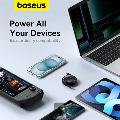 کابل شارژ دوسر تایپ‌سی جمع‌شونده 100 وات یک متری بیسوس P10364500111 CB000062
