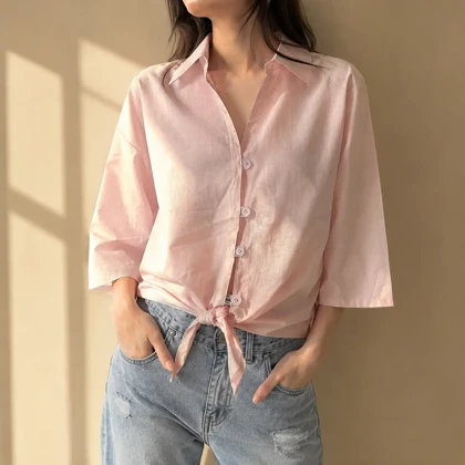 شومیز زنانه گره‌ای دکمه دار کد 8555