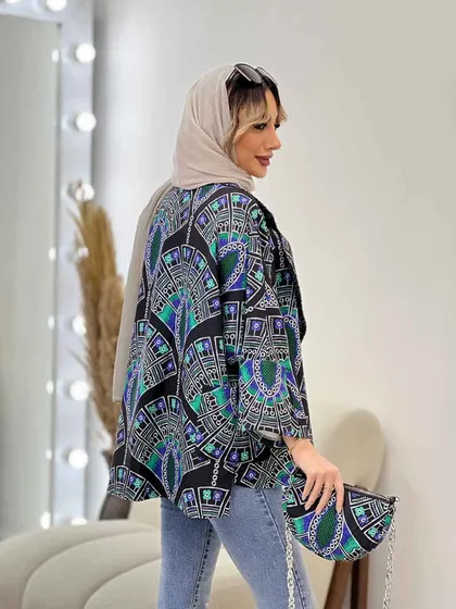 مانتو طرح دار کیف دار