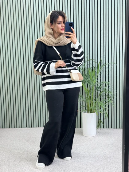 ست مانتو شلوار بافت