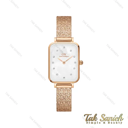 ساعت دنیل ولینگتون زنانه کوادرو رزگلد صفحه صدف نگین‌دار DW-4317-L