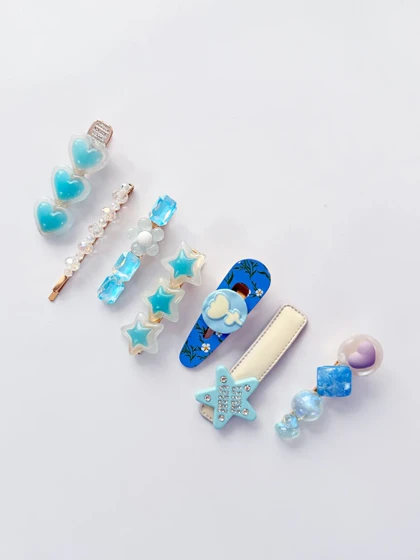 گیره مو طرح ستاره و قلب بسته هفت عددی