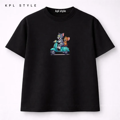 تیشرت باکسی طرح تام و جری 100٪ پنبه | کد 1335