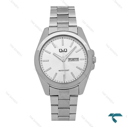 ساعت کیو اند کیو مردانه اورجینال نقره ای دو تقویم QQ-8245-G