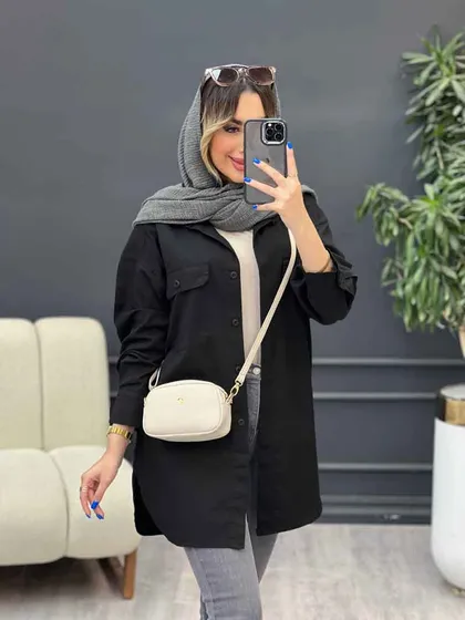 مانتو جین رنگی آستین دو دکمه