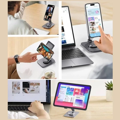 هولدر موبایل و تبلت رومیزی تاشو چرخشی 360 درجه راک RPH1003