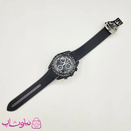 ساعت امگا سواچ moonswatch با بند رابر زنانه مردانه رنگ فول مشکی کیفیت مستر کد 3750