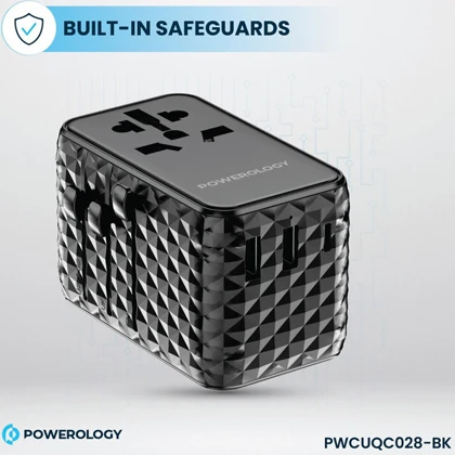 مبدل برق چندکاره 2500 وات و شارژر دیواری فست USB و تایپ‌سی 20 وات پاورولوژی PWCUQC028