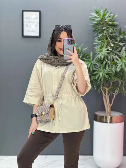 مانتو لینن دکمه مخفی کمرگت