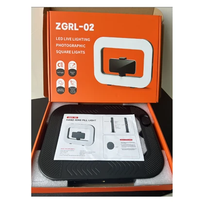 چراغ رینگ لایت مربعی مدل ZGRL-02 با هولدر موبایل