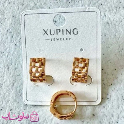 گوشواره زنانه حلقه‌ای ژوپینگ مدل رولکس طلایی رنگ کد 2391