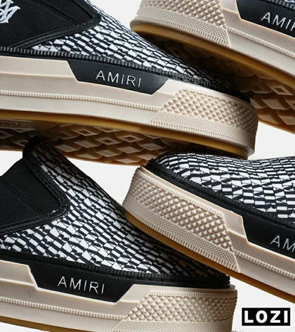 کفش اسنیکرزونس مشکی سفید Amiri Stars Text مدل 5999