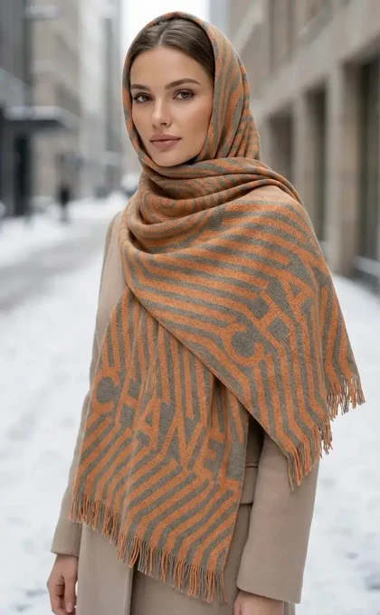 شال بافت زنانه طرح شنل - ترکیبی از گرما و استایل لوکس