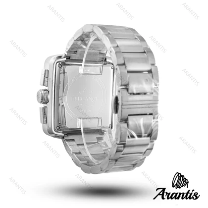 ساعت مردانه الگانس diamond سیلور صفحه سفید مشکی m-10242