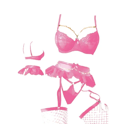 ست فانتزی فنردار جورابدار صورتی برند ژانت کد 8055