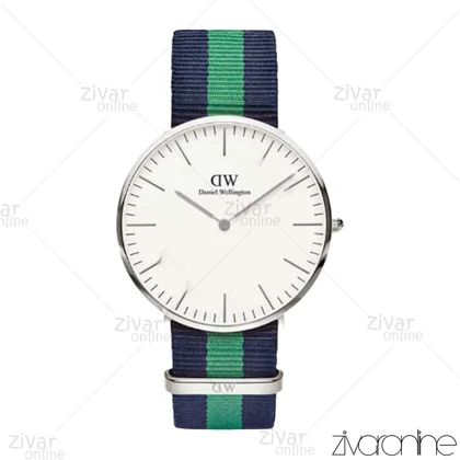 ساعت دنیل ولینگتون مردانه قاب سیلور بند پارچه ای سبز سرمه ای 103252