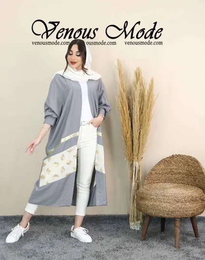 مانتو عبایی نوار طلایی