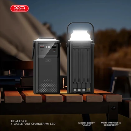 پاور بانک 50000 ایکس او مدل PR286 توان 22.5 وات با کابل و چراغ قوه