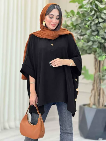 مانتو پانچ یقه دو دکمه هیما