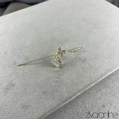 گوشواره زنانه کراس مدل پروانه نگین‌دار 20415